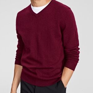 Club Room Mens 100% Cashmere Knit Sweater, Red, Burgundy Size L